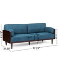 thumbnail image 5 of Noble House Forgey Upholstered 3 Seater Sofa, Navy Blue, Dark Walnut, 5 of 7
