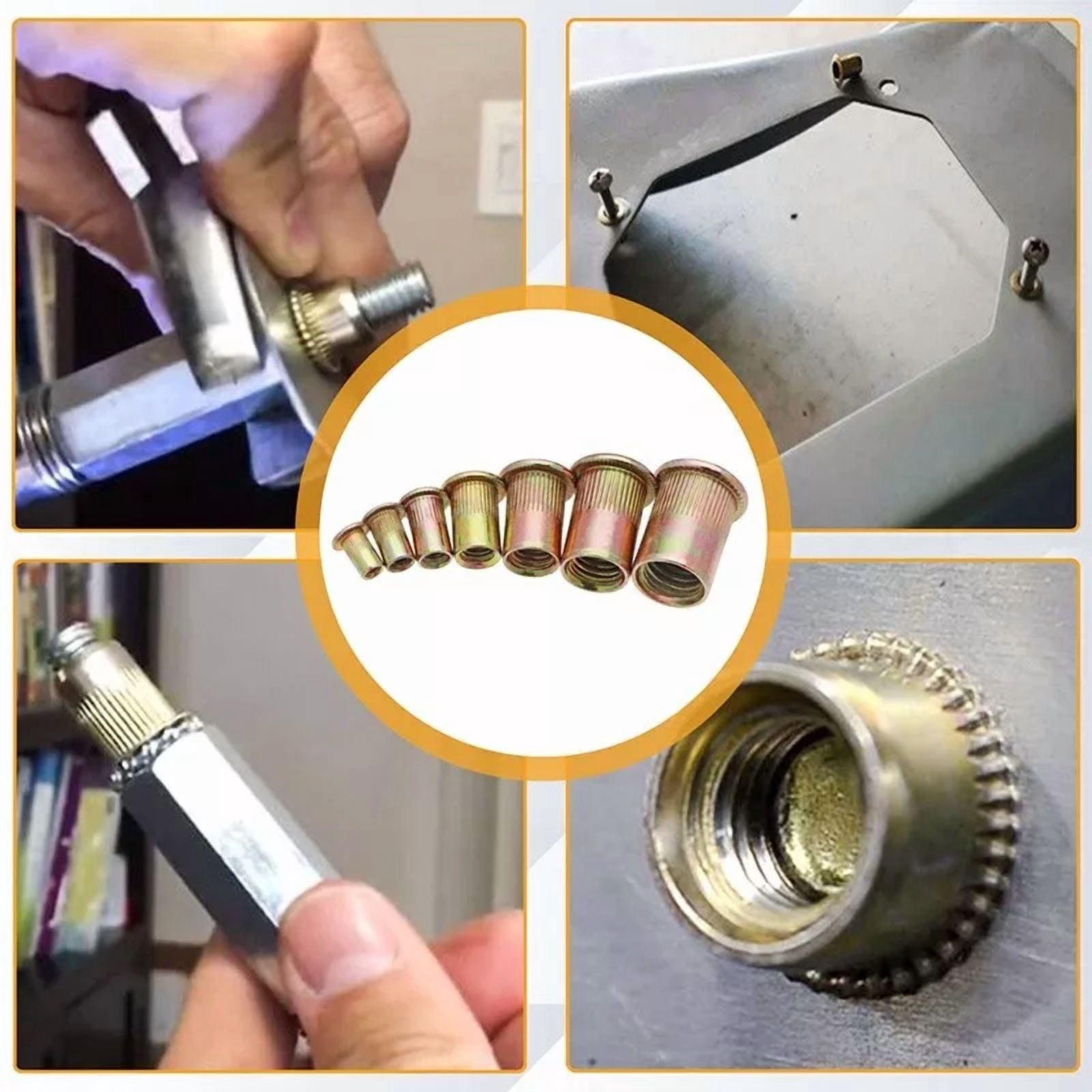 CIRCLE- 300Pcs Zinc Steel Rivet Nut Kit Rivnut Nutsert Assort 150Pcs Metric+150Pcs Sae