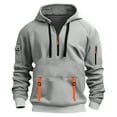 thumbnail image 2 of ZHOUCHANKIDS Men's Tactical Hoodie with Multiple Zipper Pockets for Spring Autumn Casual Unique Outdoor Design Solid Color Long Sleeved Hoodie Sweatshirts Grey, 2 of 5