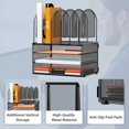 thumbnail image 4 of DALTACK 3-Tier Mesh Desk File Organizer, Stackable Letter Tray with 5 Vertical File Holders, Multifunction Desktop Organizer for Home Office Supplies, 4 of 6