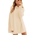 thumbnail image 1 of TIMIFIS Chandails pour Femmes Col Roulé Manches Chauve-Souris Ourlet Haut Bas Tricot Gaufré Décontracté Ample Tunique Mode Automne, 1 of 6