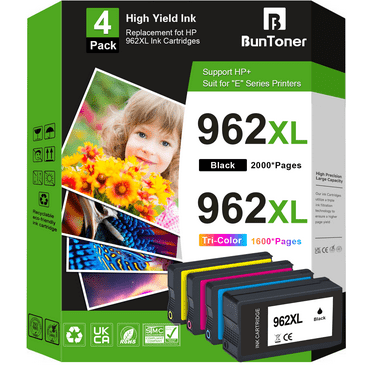 962XL Ink Cartridges Compatible for HP 962 Ink Cartridges 4 Pack for HP 962 XL (Black Cyan Magenta Yellow)