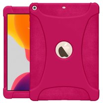 AMZER Rugged Silicone Protective Heavy Duty Shockproof Anti Slip Kids Friendly Case for iPad 10.2 (2019), iPad 8th Gen (2020) - Hot Pink