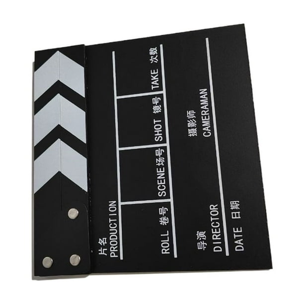 Methold Clapperboard de película, placa de aviso Universal, patrón impreso, tableros de escena de Director de madera resistente Electrónica pequeño chino negro 20*20 CM