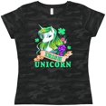 thumbnail image 3 of Inktastic St Patricks Day Irish Unicorn Illustration with Shamrocks Women's T-Shirt, 3 of 5