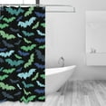 thumbnail image 2 of Shower Curtain, blue green bats cool Waterproof Fabric Plastic Shower Curtain, Drying Fast Bathroom Curtain with 9 Buttonholes, Ruffle Shower Curtain 60x72in, 2 of 8