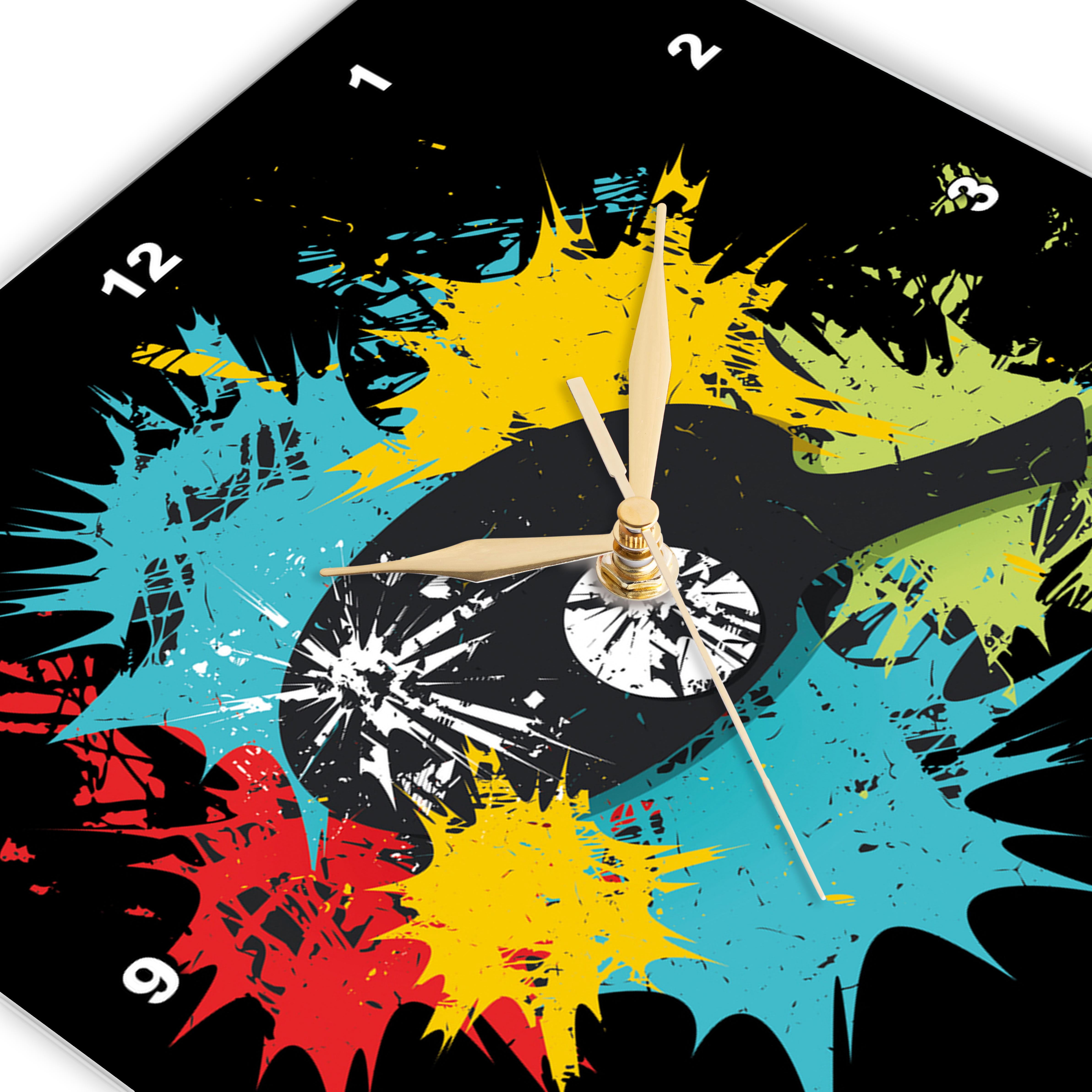 3dRose, A Trendy Table Tennis Paddle in a Splash of Colors, 15x15 Wall Clock