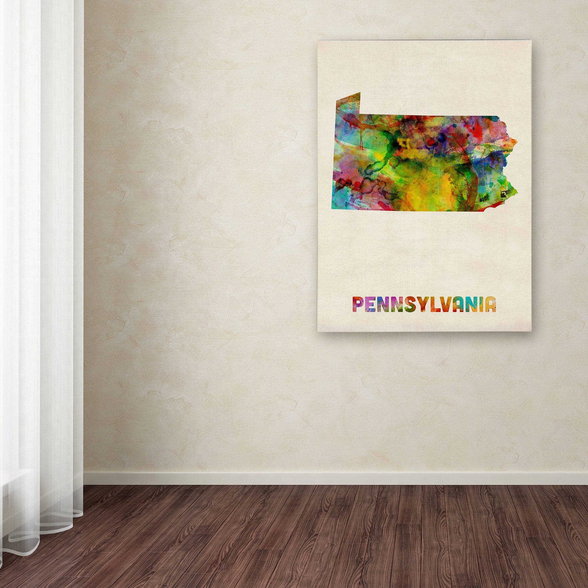 Trademark Fine Art "Pennsylvania Map" Canvas Wall Art by Michael Tompsett