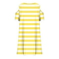 thumbnail image 6 of Annhoo Girls off the Shoulder Dresses Crew Beck Short Sleeve A-Line Striped Loose Casual Comfy Dresses 3-14 Years, 6 of 8