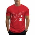 thumbnail image 2 of Zylanna Men's T-Shirts Tee, Summer Short Sleeve Cat Dog Print Crew Neck Fashion Tops for Mens Red, 2 of 6