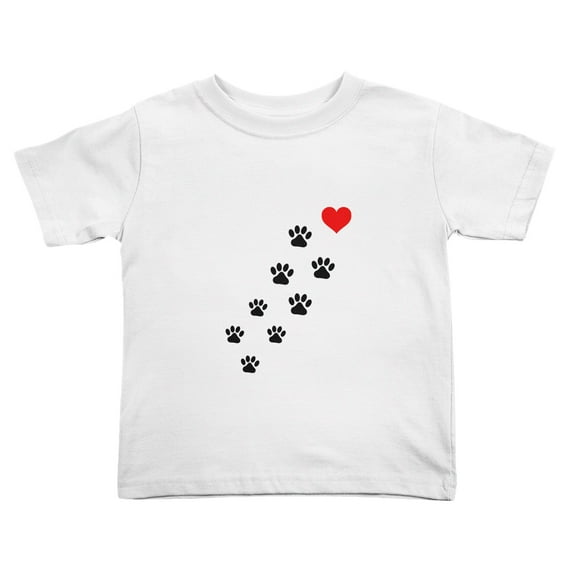 Dog Paw And Love Funny Toddler T-Shirts for Boys Girls (White, 3T)