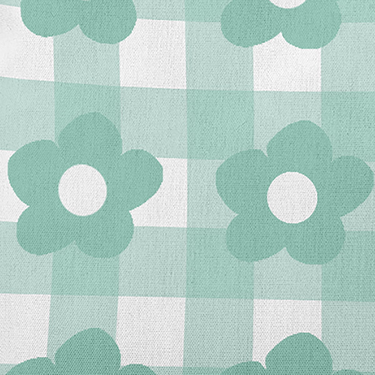 18" x 18" Simply Daisy Flowers on Gingham Polyester Accent Pillow, Spring Green Qty 1