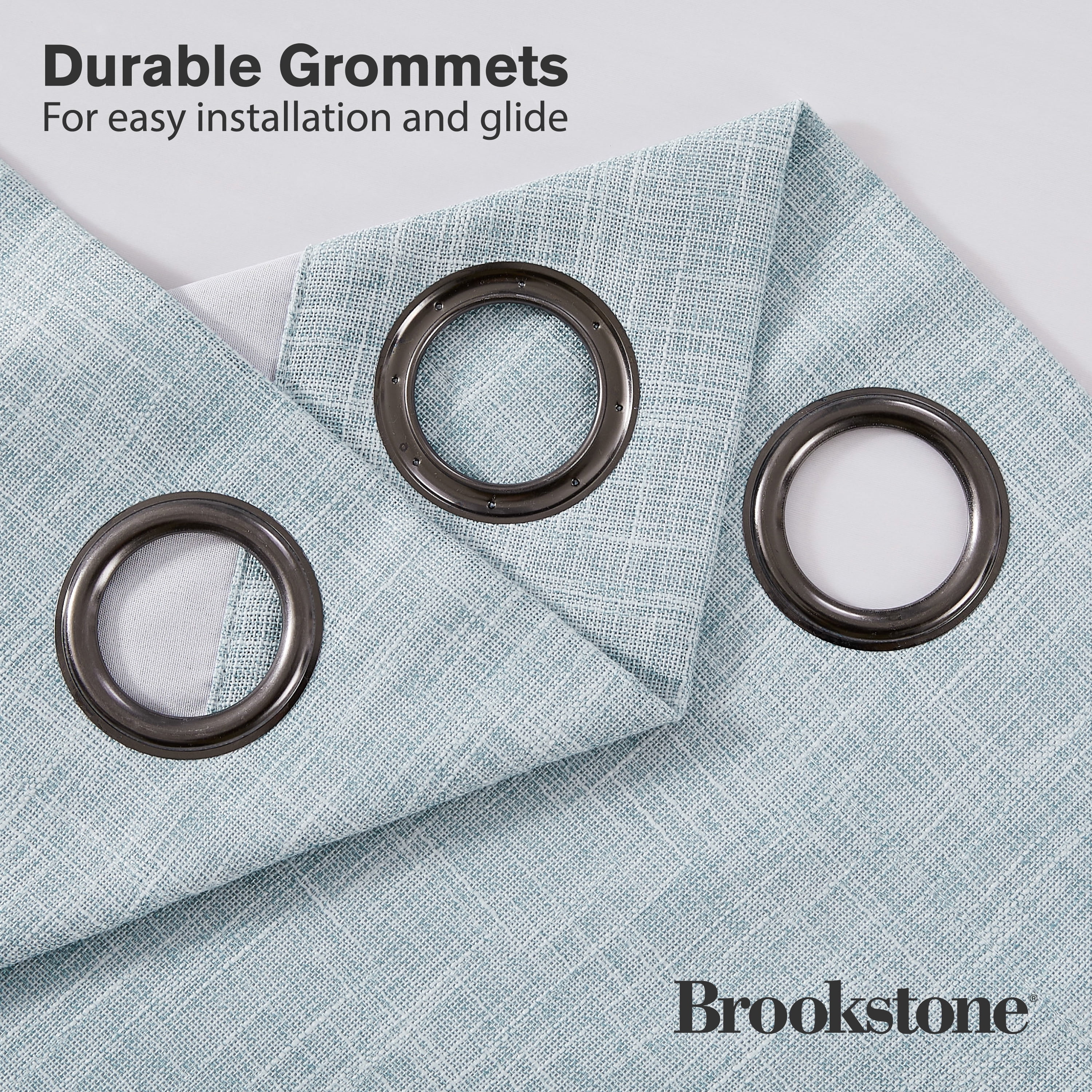 Brookstone Percy Blackout Curtains Thermal Insulated Grommets Room Darkening Drapes for Living Area and Bedroom Light, Blue, 38" x 96", 2 Panel Set