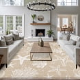 thumbnail image 4 of Nautical Starfish Washable Living Room Rugs 5'x7', Coral Shell Vintage Brown Linen Texture Low Pile Throw Large Area Rugs Non-Slip Sturdy Edge Binding Carpet for Dining Room Bedside Kitchen, 4 of 9