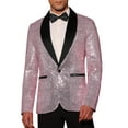 thumbnail image 1 of CHAQUETA DE DEPORTIVA CON LENTEJUELAS PARA HOMBRES INSPIRE CHIC, CON SOLAPA DE CHALECO Y UN BOTÓN, BLAZER BRILLANTE PARA BODA EN COLOR ROSA, 1 of 7