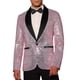 thumbnail image 1 of CHAQUETA DE DEPORTIVA CON LENTEJUELAS PARA HOMBRES INSPIRE CHIC, CON SOLAPA DE CHALECO Y UN BOTÓN, BLAZER BRILLANTE PARA BODA EN COLOR ROSA, 1 of 7