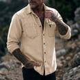 thumbnail image 4 of Men's Button Down Shirts Black Big and Tall Long Sleeve Solid Turndown Collar Casual Button Front Zipper Blouse, 4 of 6