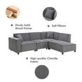 thumbnail image 4 of Euroco 97" Sectional Sofa L-shaped Couch with 2 Pillows, Chenille Fabric 5-seat Sofa with Chaise Lounge for Living Room, Apartment, Office, Gray, 4 of 8