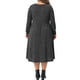 thumbnail image 3 of Vestidos de suéter de talla grande para mujer, con cuello en V, de manga larga, de punto acanalado, elegante, vestido en línea A con bolsillos, 1X gris oscuro, 3 of 6