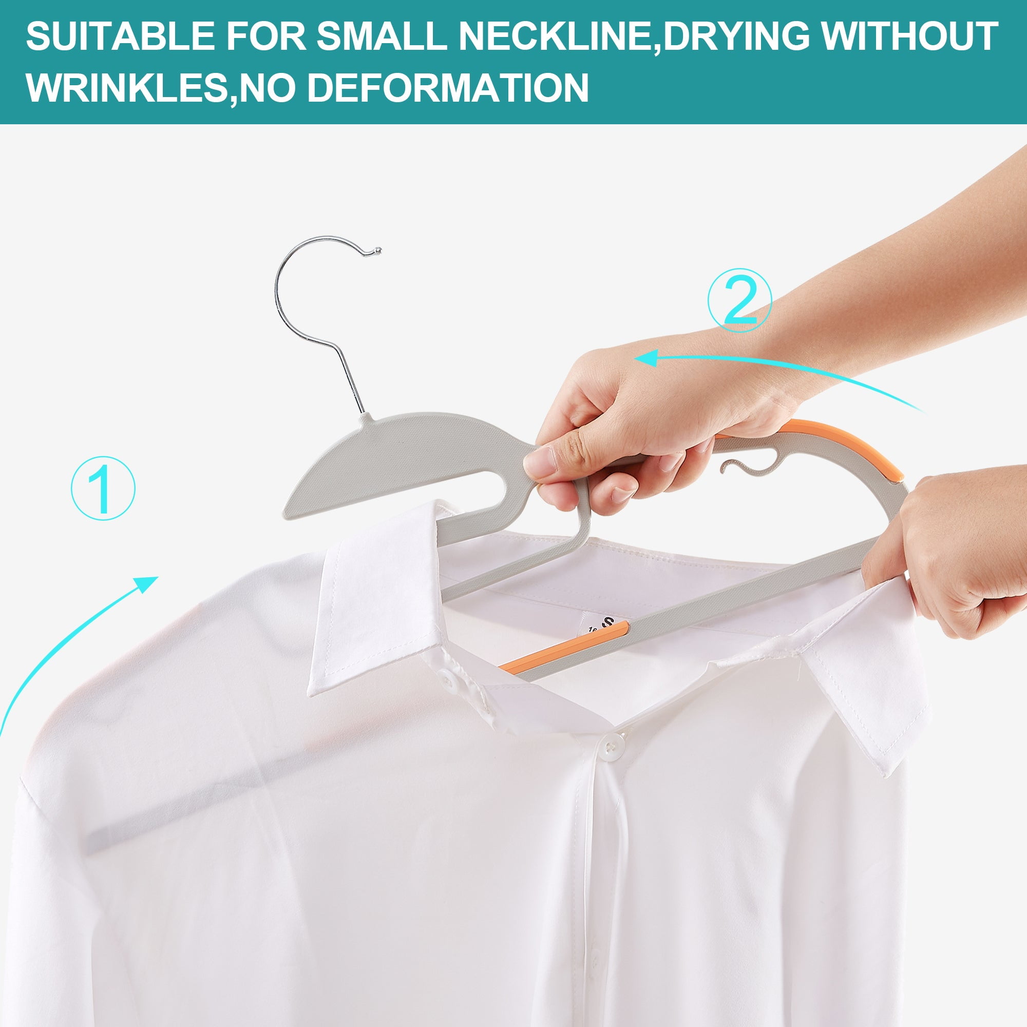VECELO 25 Pack Heavy Duty Plastic Hangers, 360º Swivel Hook Coat Hangers, Non-Slip, Space-Saving, Multicolor