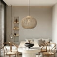 thumbnail image 2 of Arturesthome Seagrass Chandelier Hanging Lamp Natural Rattan Weaving Single Light Fixture Rustic Round Pendant Light, 2 of 13