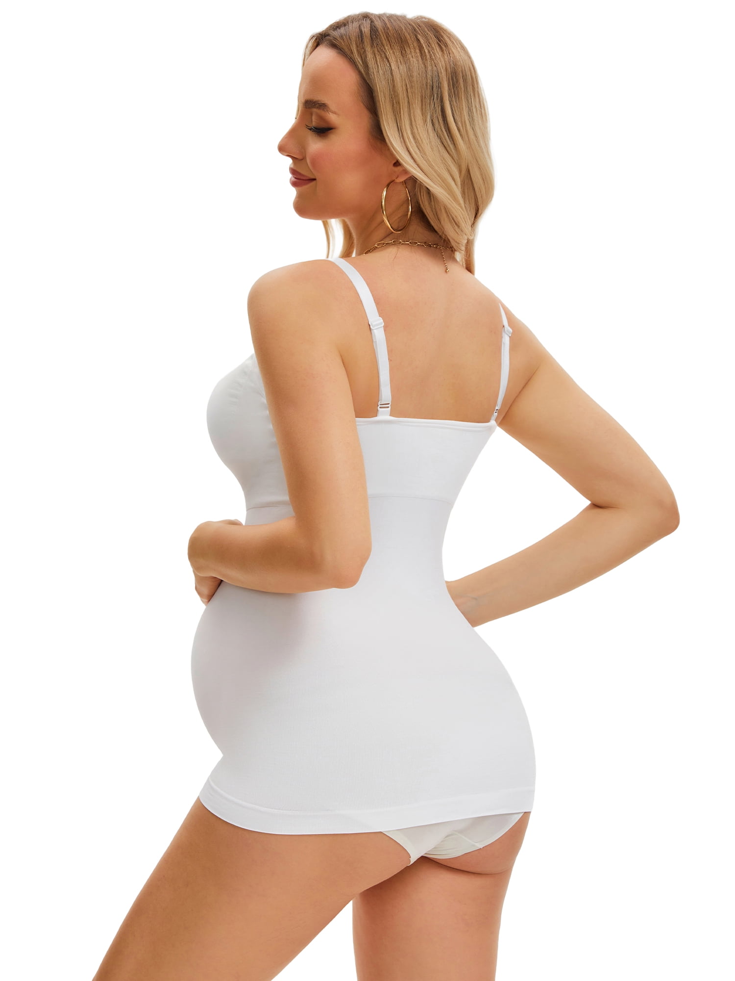 DARING DIVA Women's Adjustable Straps V Neck Built-In Bra Vest X-Large White