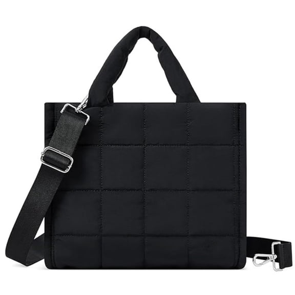 Puffer Tote bag for Women, Quilted Crossbody Bag with Laptop Compartment, Lightweight Shoulder Handbags for Work