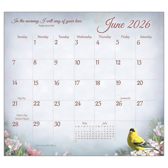 Legacy Publishing Group, Songbirds of Faith by Hautman Brothers 2026 Magnetic Calendar, 9.38'' X 8.38'', 12-Month Calendar with Adhesive Binding