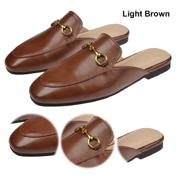 Zapatos Casuales Deslizan en Toboganes Mulas para Mujer Cadena Metal Dedo