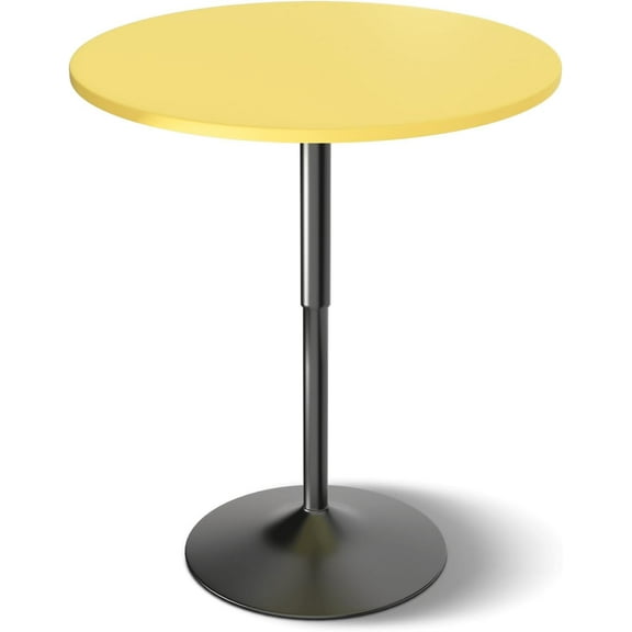 31.5 Inch Round Pub Cocktail Table for Dining Room Kitchen Patio Bar, 27.5"- 36" Height-Adjustable, Bar Height Pub High Top with Metal Pole and Base, Yellow