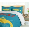 thumbnail image 5 of Ambesonne Retro Duvet Cover Set, Old Cab Grunge Typography, 2-Calking, Petrol Blue and Yellow, 5 of 7