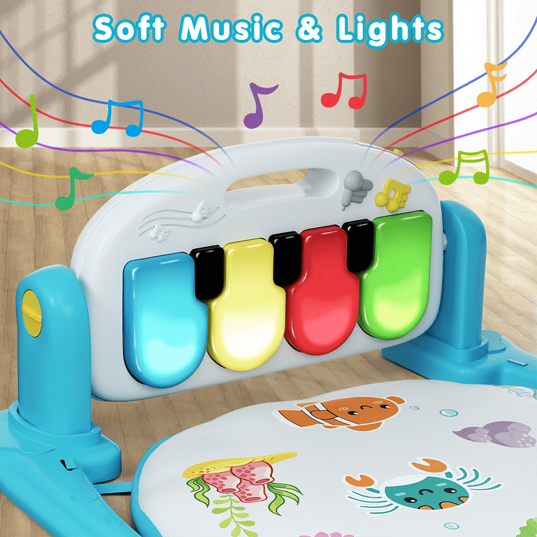 UNIH Baby Gym Play Mat and Piano Gym with Tummy Time Mat, Musical Light  Activity Center for Infants Toddlers, Birthday Gift for Newborn