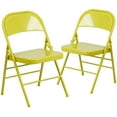 thumbnail image 2 of Emma + Oliver 2 Pack Twisted Citron Triple Braced & Double Hinged Metal Folding Chair, 2 of 10