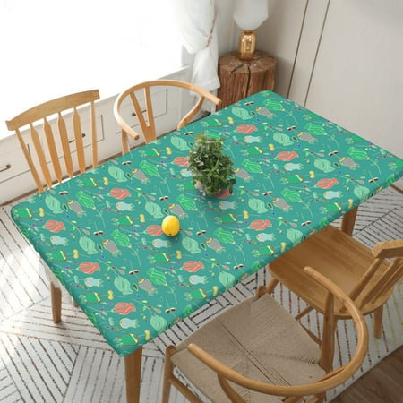 

Home Deluxe Tablecloth Floral Elegant Background Waterproof Elastic Rim Edged Table Cover- For Christmas Parties And Picnics 5ft