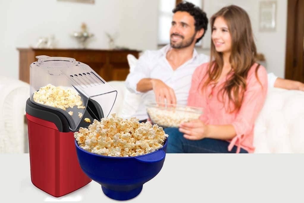 Ideal for Watching Movies and Holding Parties in Home 1200W OPOLAR Hot Air Popcorn Popper Electric Machine Healthy BPA-Free Red Fast Popcorn Maker with Measuring Cup and Removable Top Cover 