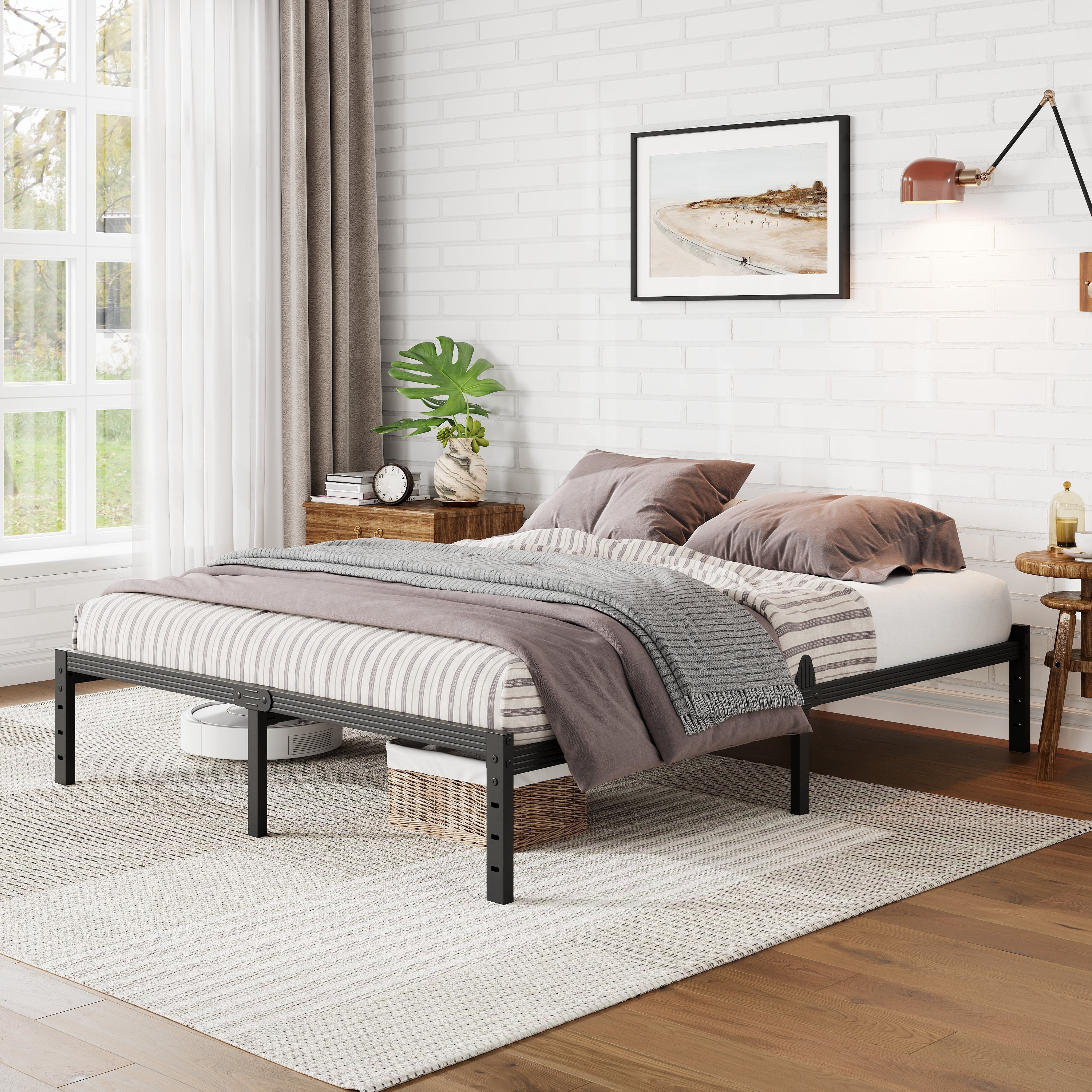 Auroral Zone 12 inch Queen Metal Platform Bed Frame, Heavy Duty Mattress Foundation, No Box Spring Required