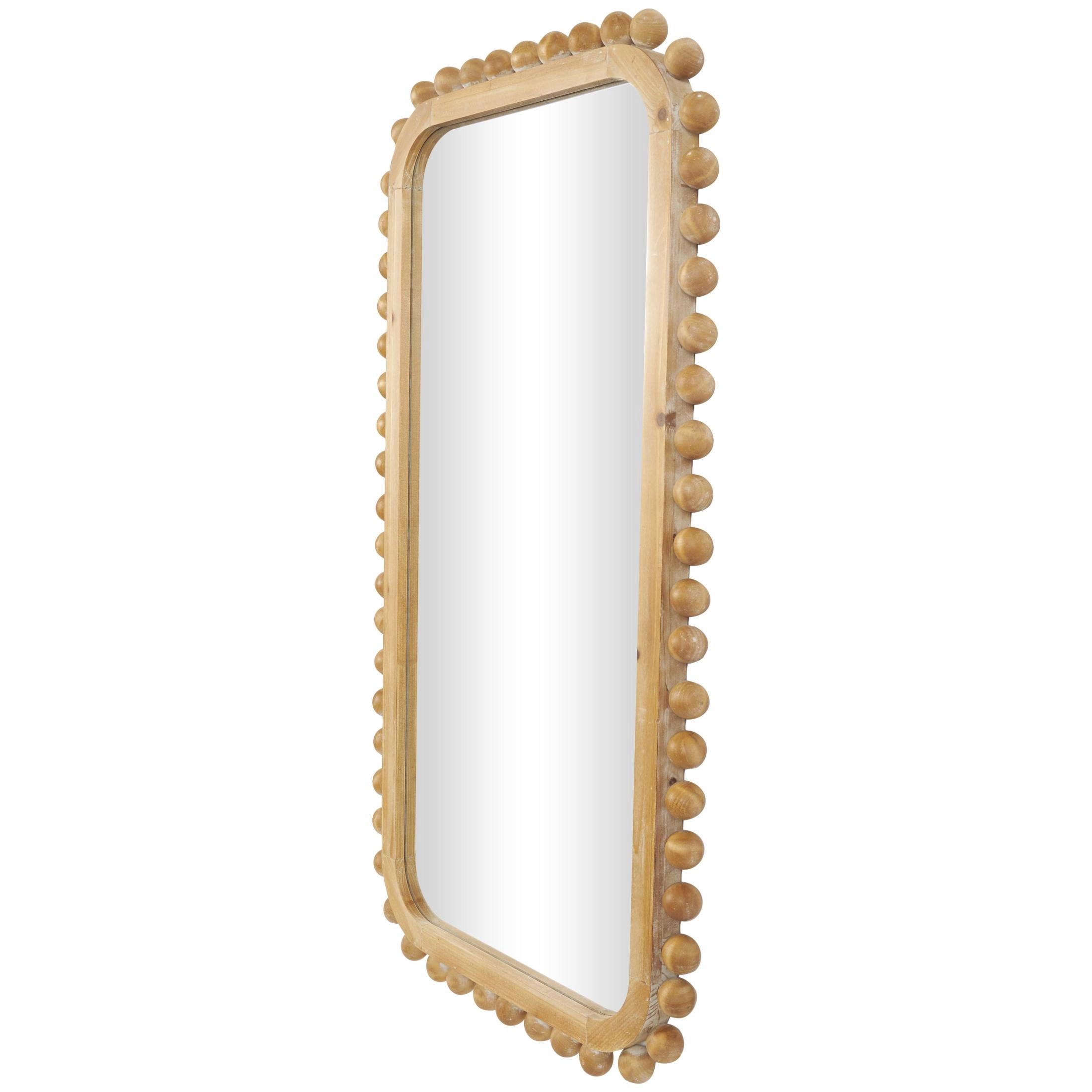 DecMode 24" x 45" Brown Wall Mirror with Beaded Frame