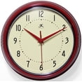 thumbnail image 1 of Infinity Instruments LTD. Horloge Murale Rétro 12 Pouces Silencieuse Sans Tic-Tac Moderne du Milieu du Siècle pour Cuisine Mouvement à Quartz Horloge Murale Décorative (Rouge), 1 of 4