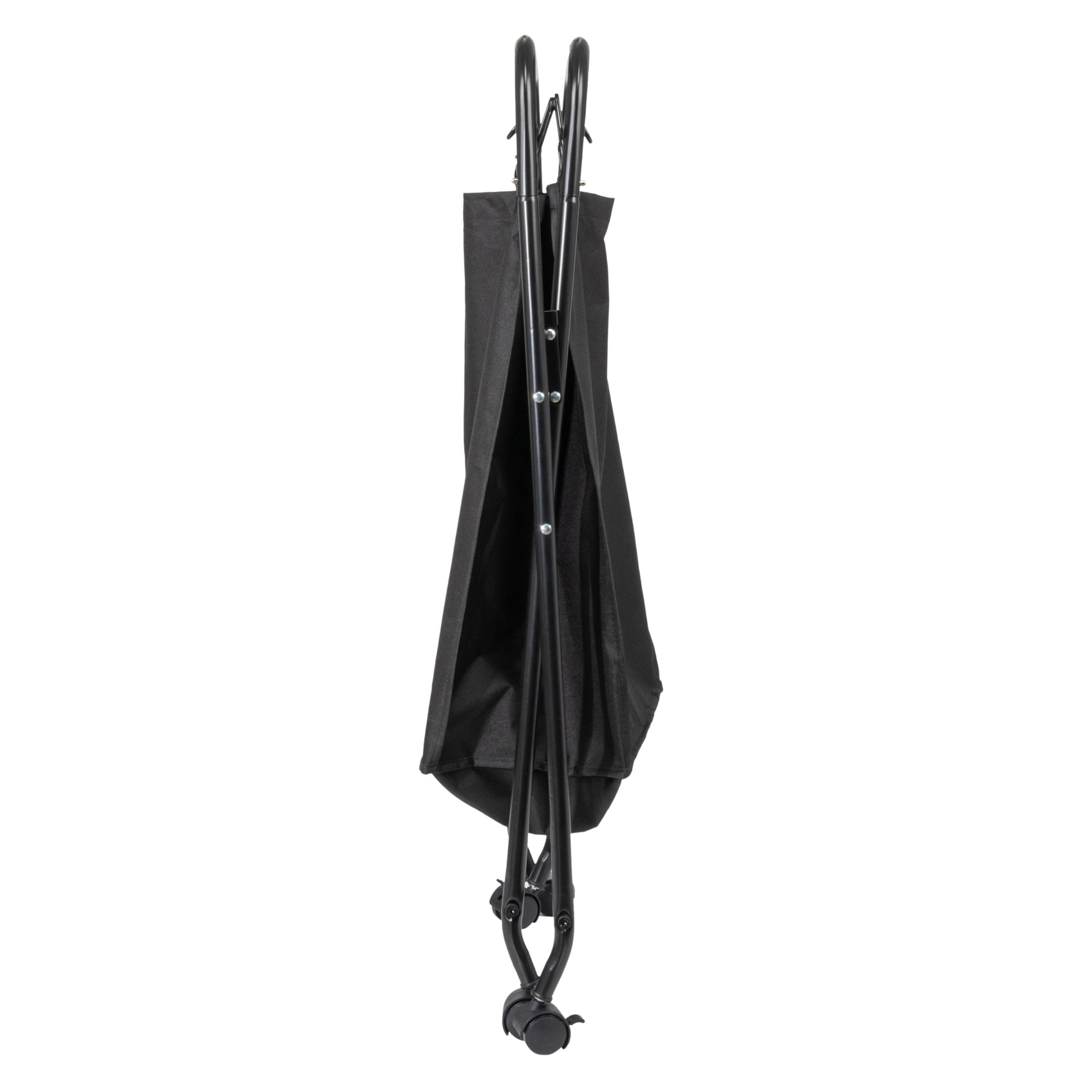 Household Essentials Rolling Laundry Hamper, Heavy Duty Canvas Bag, 2 Load Capacity, Foldable Frame, Black Bag with Velcro Fasteners, Black