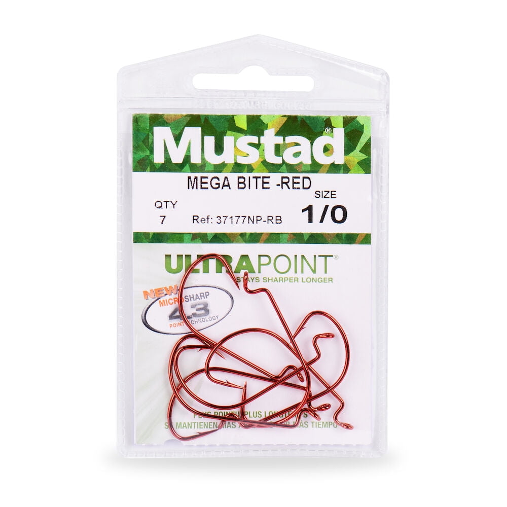 Mustad Mega Bite Soft Plastics Hook Black Nickel (25 Pk)