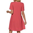 thumbnail image 3 of Solid Color Women Short Sleeve Front Pleated Summer Mini Shirt Dress, 3 of 6