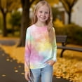 thumbnail image 5 of XADYUY Girls Long Sleeve T Shirts Size 6-7 Crewneck Winter Tee for Girls Trendy Basic Top for Girls Cotton Tie Dye Girls Blouses 11-12 Years,Watermelon Red, 5 of 6
