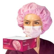 Tronex 4672 - 24 Pink Disposable SMS Bouffant Hair Net Medical Grade Nurse Surgical Caps Protective Head Hair Cover