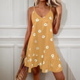 thumbnail image 5 of Dresses for Women Holiday Plus Size Dresses Summer Women's Casual Sleeveless Loose Print Short Dress Yellow M, 5 of 9