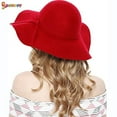 thumbnail image 5 of Spencer Women's Winter Floppy Wide Brim Hat Wool Retro Fedora Floppy Felt Bowler Hat Sun Cap (Wine Red), 5 of 7