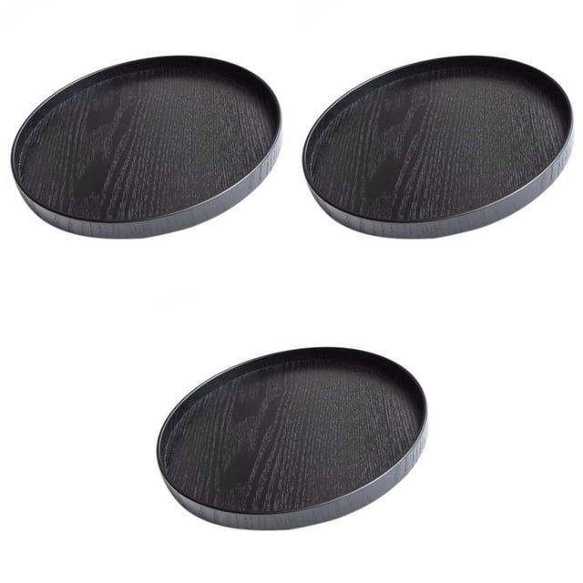 Plato Redondo De Madera BLESIY Bandejas Para Servir Negro