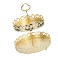 thumbnail image 3 of Double Layer Pastry Tray, Gold Decorative Tray, Smooth Apperance Cupcake Stand Copper Material Cake Display Plate with Handle for Wedding, 3 of 8