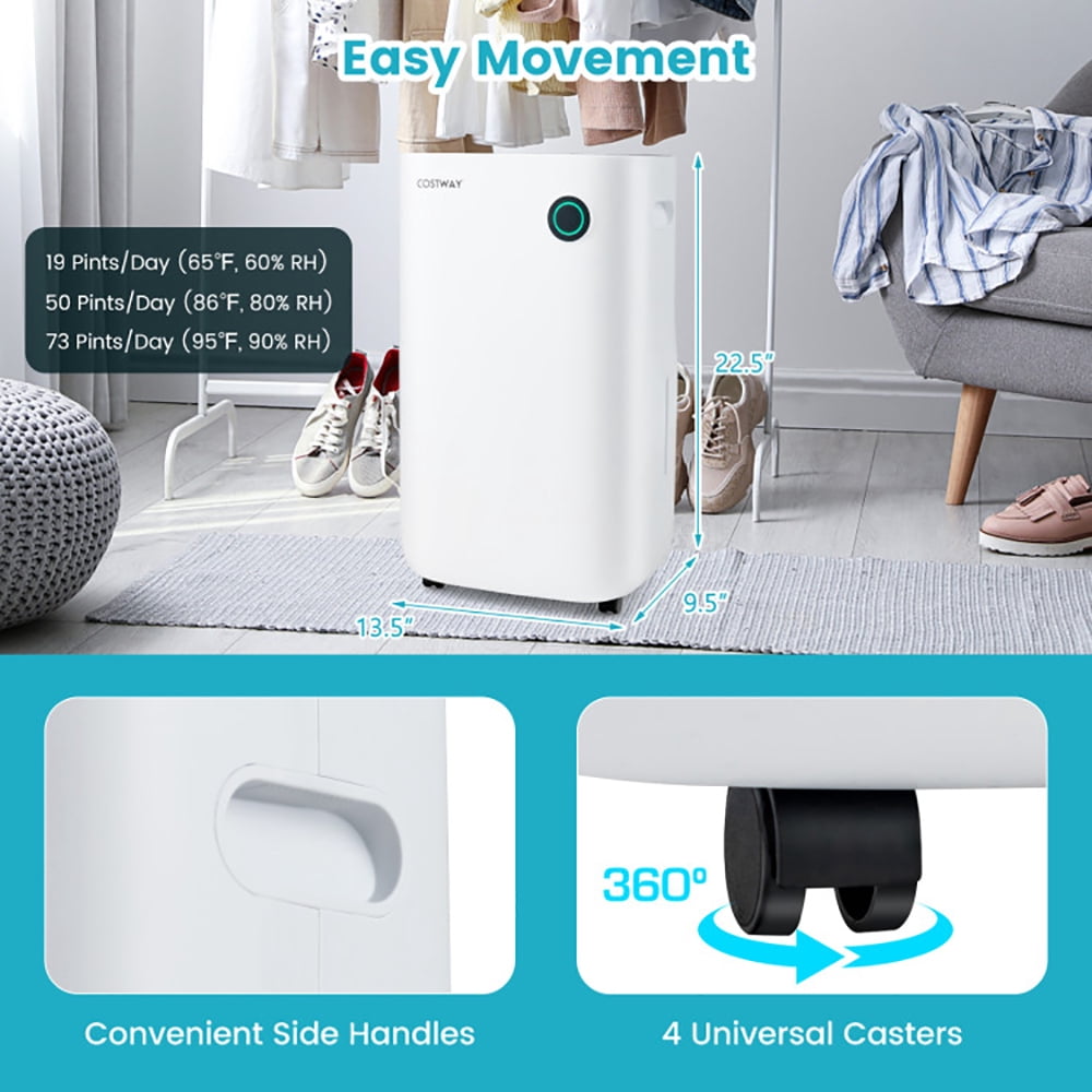 Yardi Yard 4500 Sq. Ft Dehumidifier with 5 Modes and 3-Color Indicator Light-White, Dehumidifiers for Home, Auto and Manual Drainage, Intelligent Humidity Controll for Room, Bathroom, RV