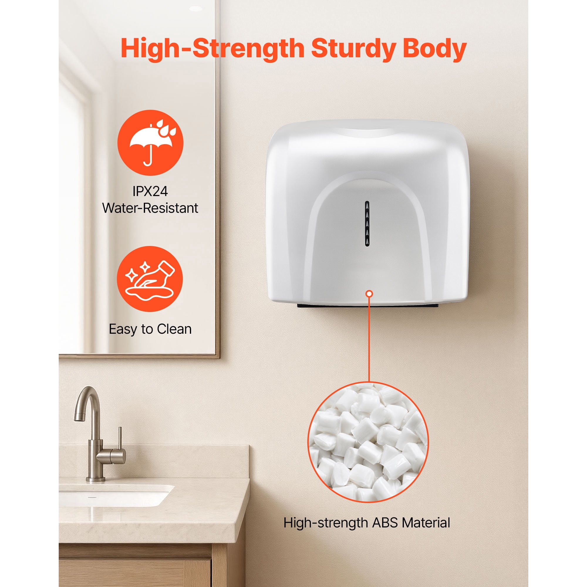 KFFKFF 1300W Automatic Hand Dryer, High-Speed Air Dryer with HEPA Filter, Quick Drying, Durable ABS Build, AC110-120V Wall-Mounted for Bathrooms, Guest Rooms, and Home Use