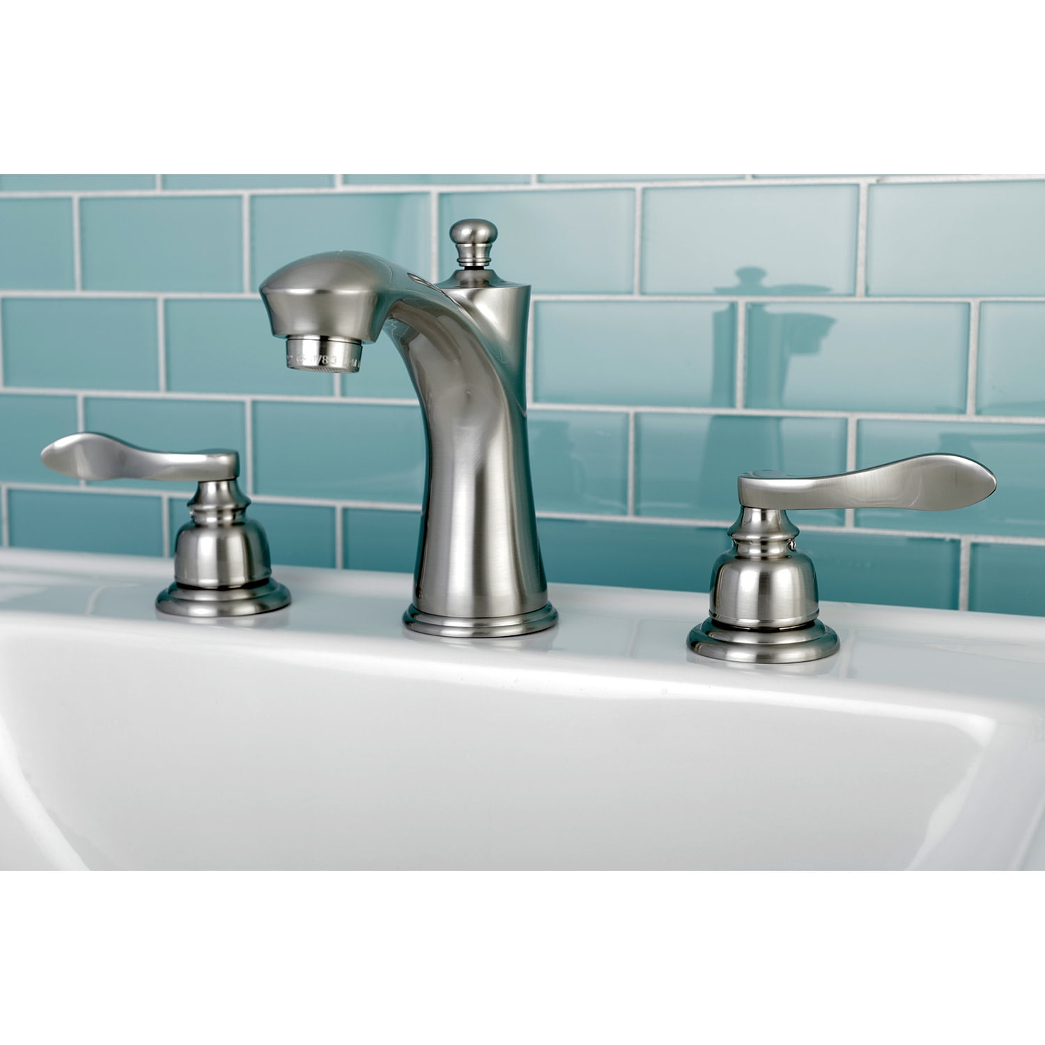 Kingston Brass KB7968NFL 8 in. Widespread Bathroom Faucet, Brushed Nickel